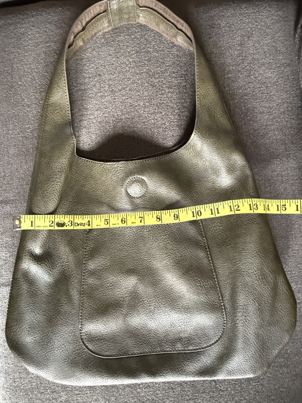 Elegant Olive Green Leather Shoulder Bag - Picture 6 of 8